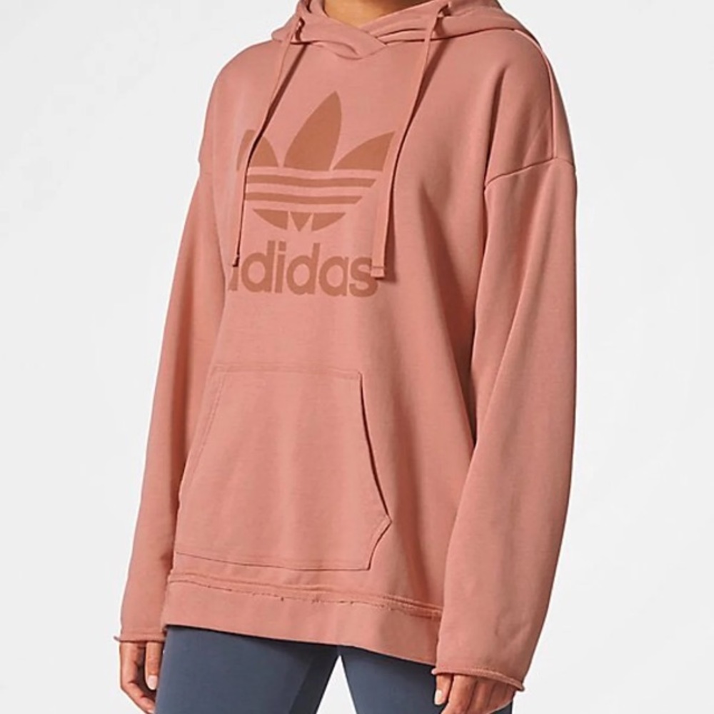 SOLD. ADIDAS TREFOIL MAUVE RAW PINK HOODIE *RARE*